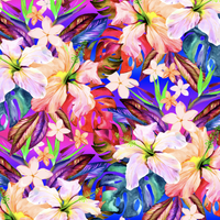 Recycled GREENLON® Nylon Spandex Tricot - Vivid Hibiscus Floral - 200gsm