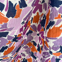 Printed Lawn Shrink Finish - Miracle Wave - Oeko-Tex® - Japanese Import - Abstract Floral Purples/Orange