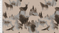 European Cotton Stretch Digital French Terry - Into The Forest - Oeko-Tex® - Soft Taupe