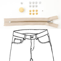 Jeans Hardware Kit - REFILL KIT -  Beige Zipper / Gold Hardware - Kylie And The Machine