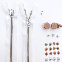 Jeans Hardware Kit - White Zipper / Copper Hardware - Kylie And The Machine