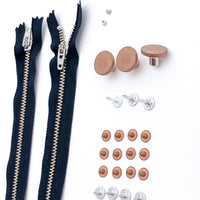 Jeans Hardware Kit - Black Zipper / Copper Hardware - Kylie And The Machine