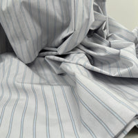 Yarn Dyed Organic Cotton Striped Poplin - Oeko-Tex® - Japanese Import - Grey/Blue Stripe